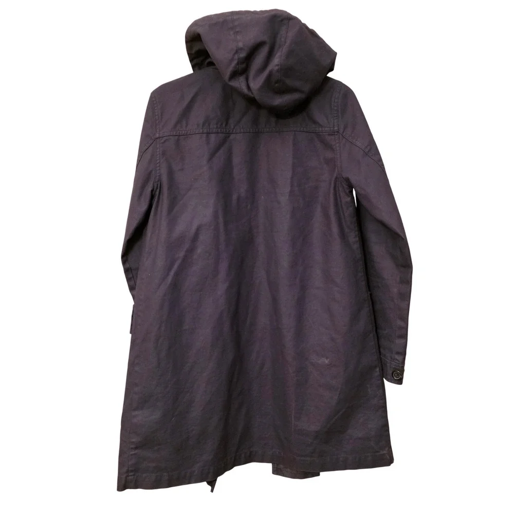 J.Crew Womens Navy Blue Cotton Canvas Hooded Field Parka Waxed Rain Jacket Small